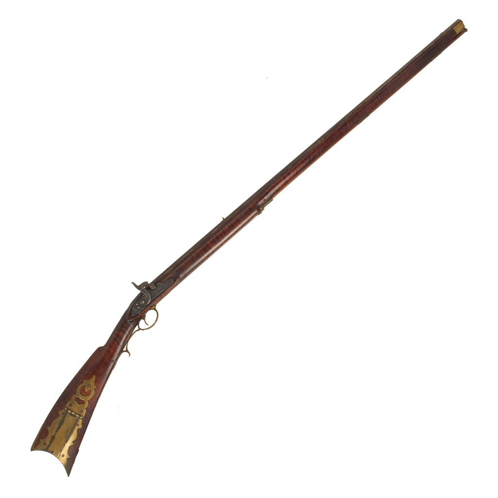 Original U.S. Pennsylvania Flintlock Long Rifle Converted to Percussion with Full Tiger maple Stock - circa 1790 Original Items