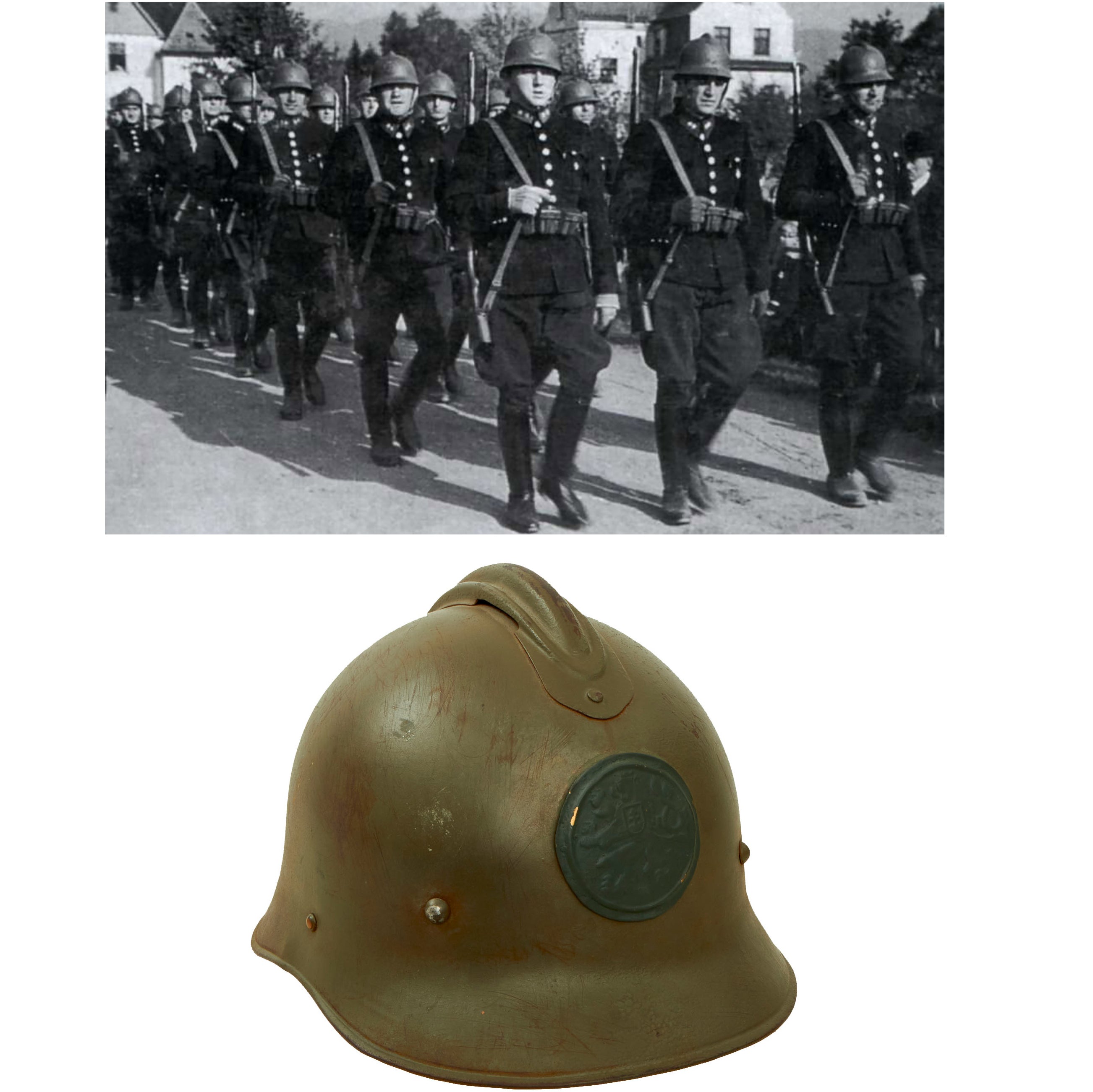 Original Rare Czechoslovakian Pre WWII Vz 25 Combat Helmet with