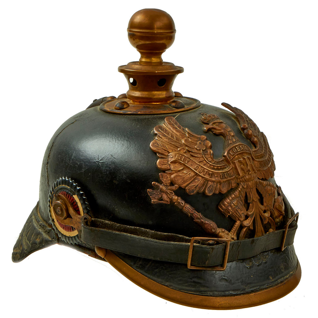 Original German WWI Named Prussian M1895 Artillery Pickelhaube Helmet - Kugelhelm - Gilded Wappen Original Items