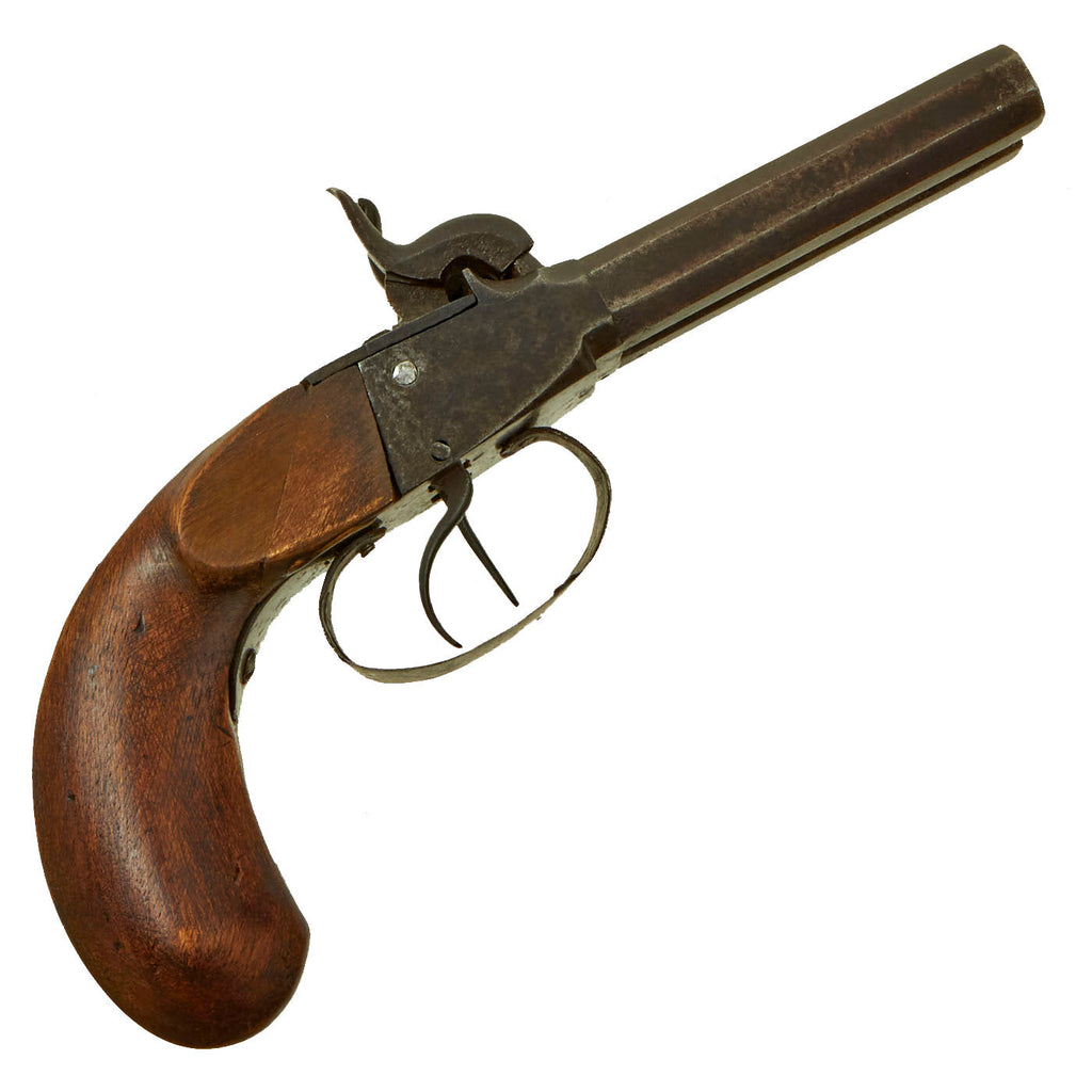 Original Victorian Era Belgian Double Barreled Pocket Percussion Pistol - Circa 1840 Original Items