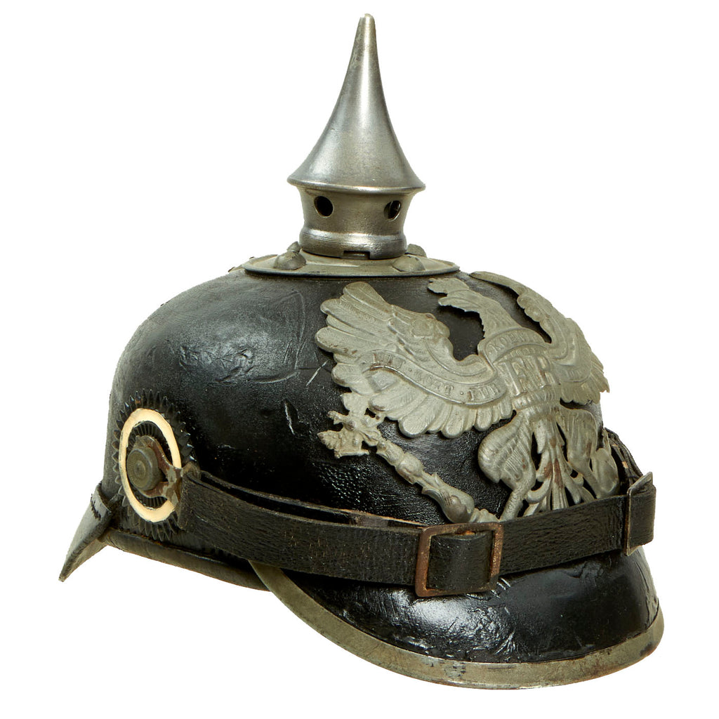 Original Imperial German WWI Captured Prussian EM/NCO M1915 Pickelhaube Spiked Helmet - Complete Original Items