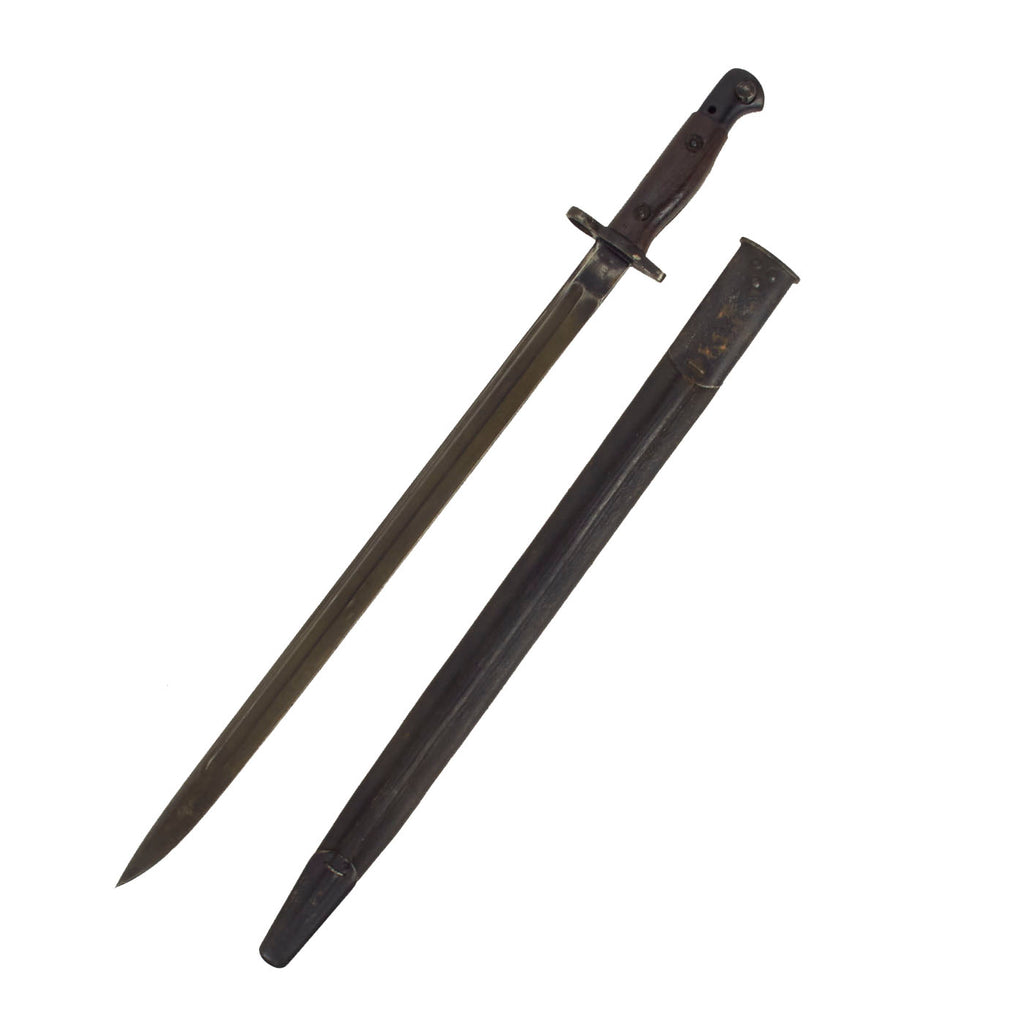 Original British WWI P-1907 Enfield Bayonet by SANDERSON with No. I Mk. II Scabbard - Dated 1918 Original Items