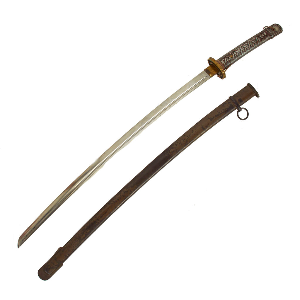 Original WWII Japanese Army Early Pattern Type 95 NCO Katana Sword with Scabbard Original Items