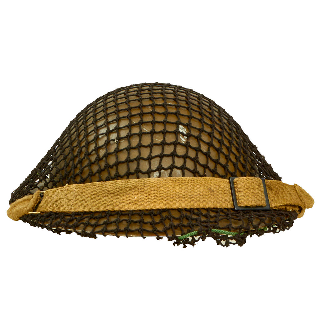 Original Canadian WWII Brodie MkII Steel Helmet by Canadian Motor Lamp Company Complete with Helmet Net - Dated 1942 - Large Size Original Items