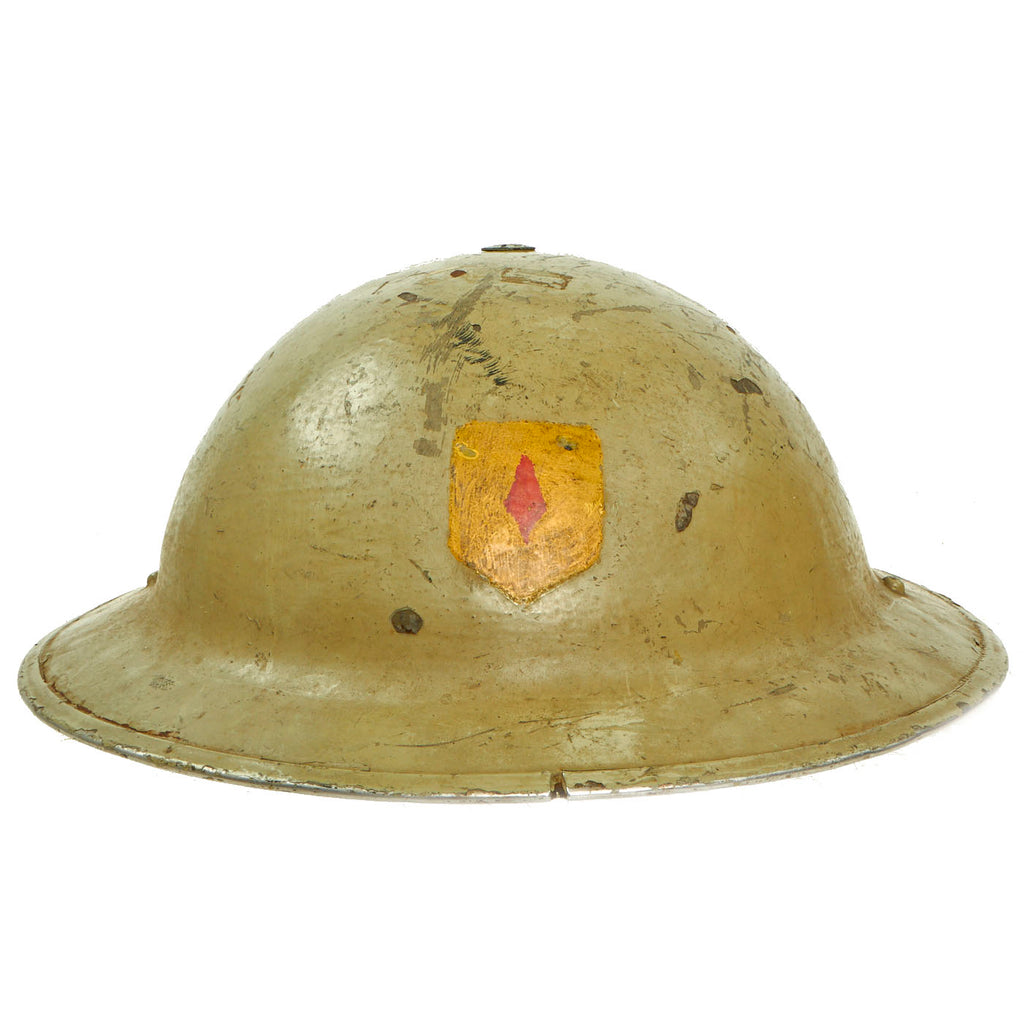Original British WWII Unit Marked Desert Camouflage Painted Brodie MkII Steel Helmet- Dated 1939 Original Items