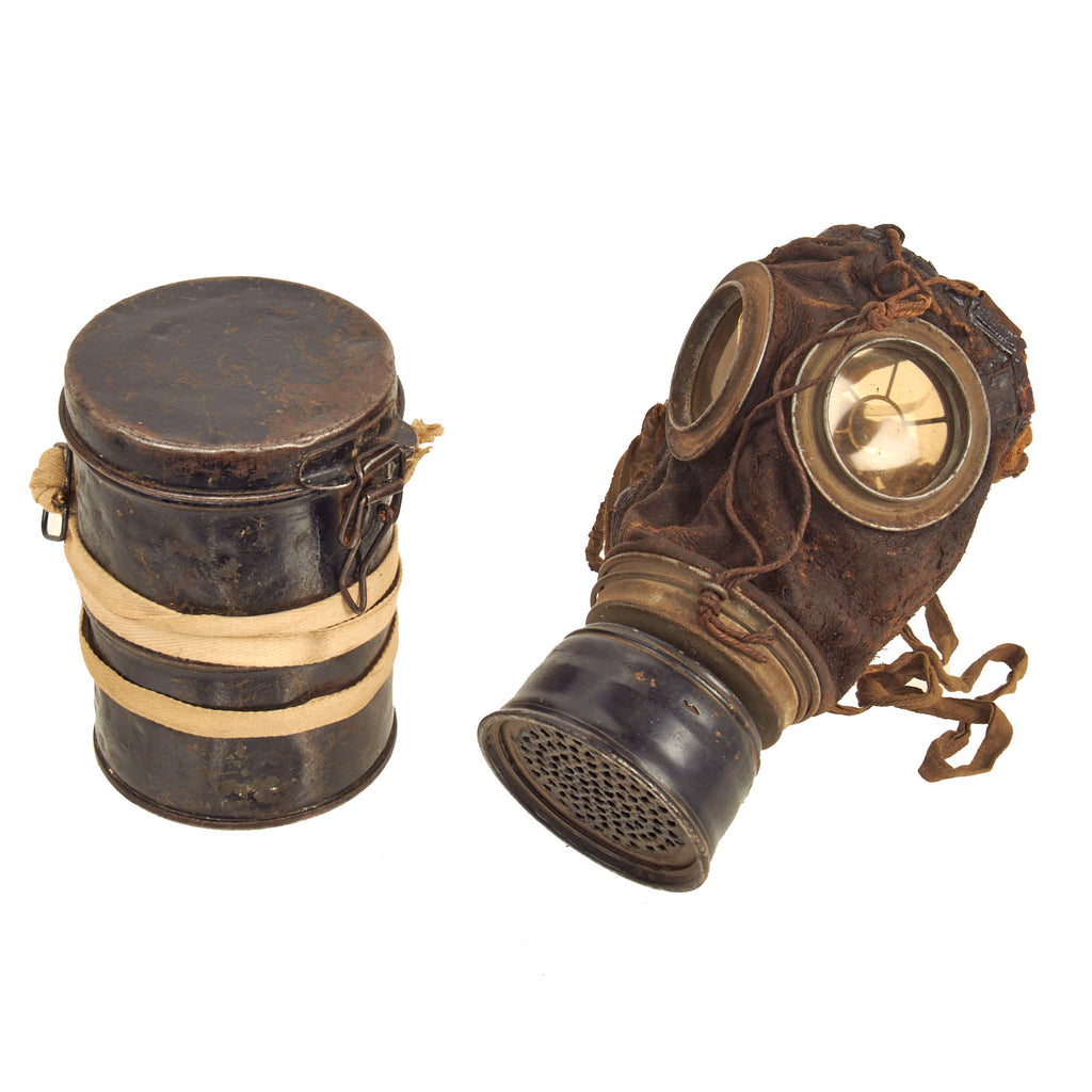 Original Imperial German WWI M1917 Gas Mask with Can - Named and Dated August 1918 Original Items