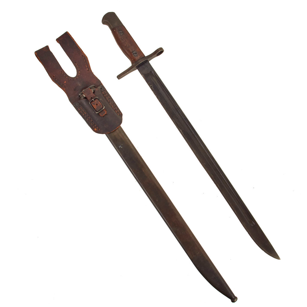 Original Japanese WWII Arisaka Type 30 Bayonet by Kaneshiro Sakuganki Seizo KK Arsenal with Scabbard and Leather Frog - Arisaka Type 30, 38, 99 Rifles Original Items