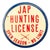 Original U.S. WWII Homefront Defense Stamp “Slap-A-Jap” Club Card & “Jap Hunting License” Propaganda Button - 2 Items Original Items