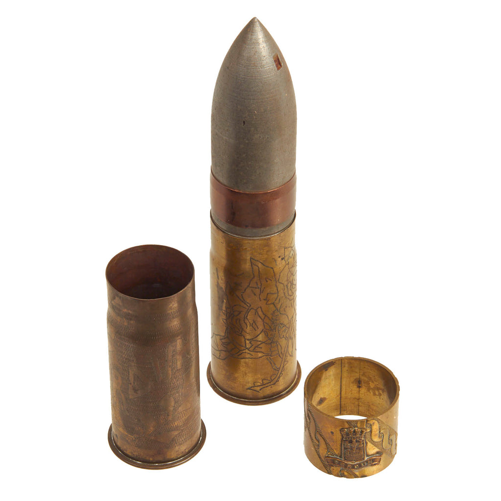 Original U.S. WWI Verdun 37mm Trench Art Lot - 3 Items Original Items