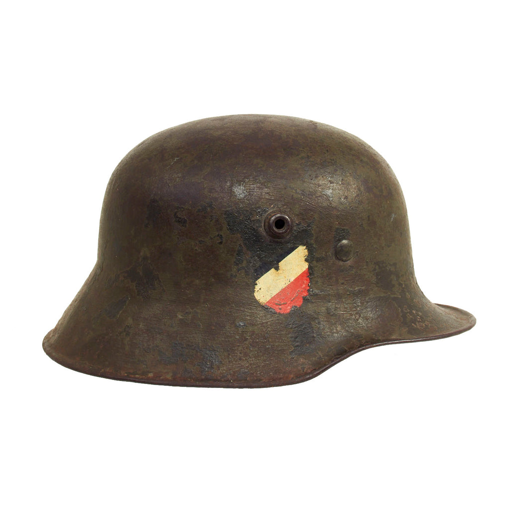 Original German WWII M18 Transitional Heer Army Double Decal Helmet with Partial Liner & Chinstrap - Size 64 Shell Original Items