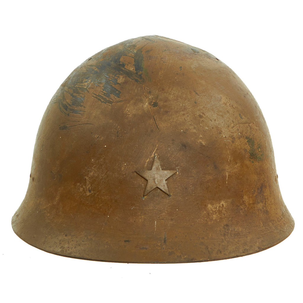 Original Japanese WWII Army Type 92 Tetsubo Combat Helmet with Named Liner and Chinstrap - Dated 1942 Original Items
