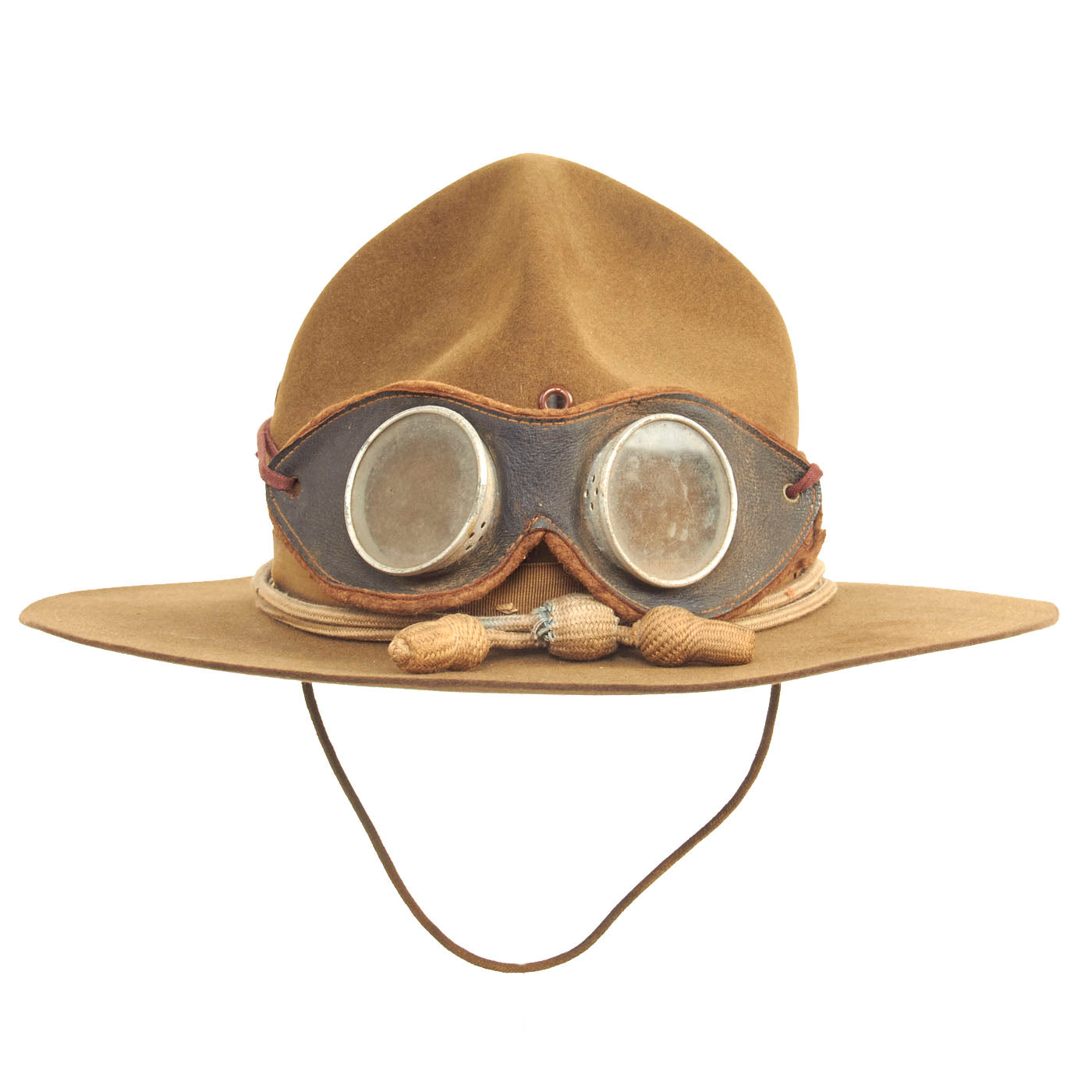 Original Punitive Expedition Model 1912 Campaign Hat by Stetson w/ Infantry Hat Cord and Period Dust Goggles