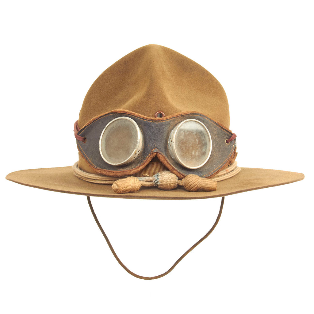 Original U.S. Punitive Expedition Model 1912 Campaign Hat by Stetson w/ Infantry Hat Cord and Period Dust Goggles Original Items