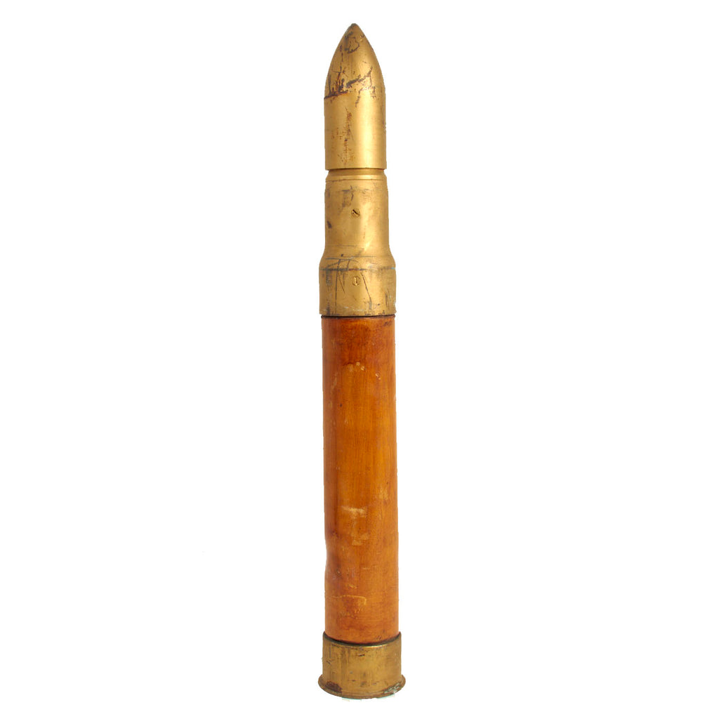 Original WWII U.S. Navy Gun 3 Inch Wooden MK6 Drill Round with Steel Warhead Original Items