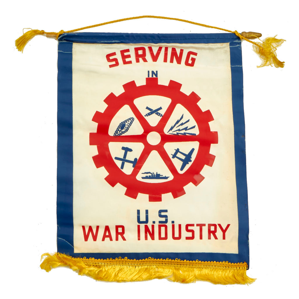 Original U.S. WWII Homefront Serving in War Industry Banner - 12' x 9" Original Items