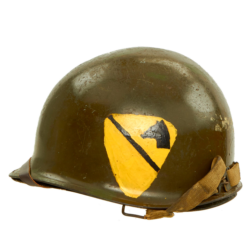 Original U.S. WWII & Korean War 1st Cavalry Division M1 McCord Rear Seam Helmet with Westinghouse Liner Original Items
