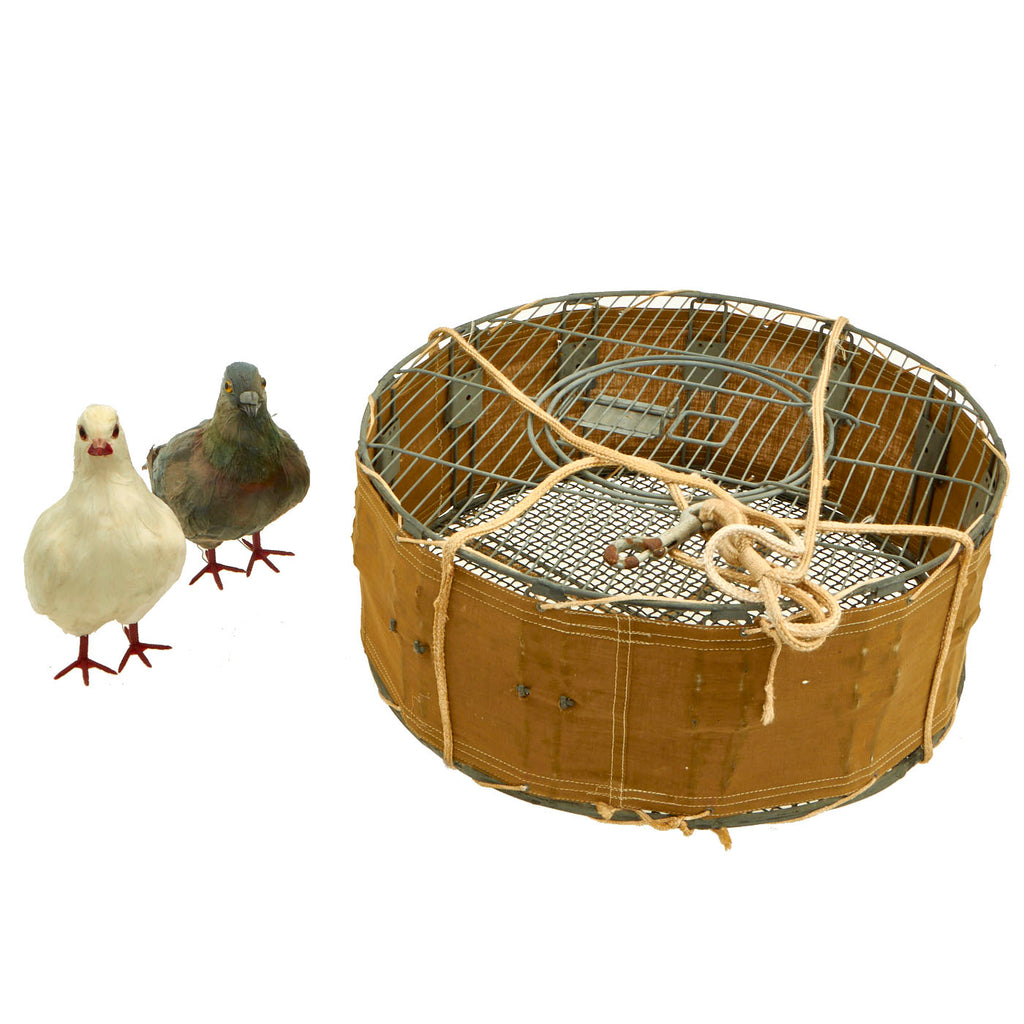 Original U.S. WWII Airborne Parachute Pigeon Cage Drop Cage Basket with Manual Copy & Dummy Pigeons Original Items
