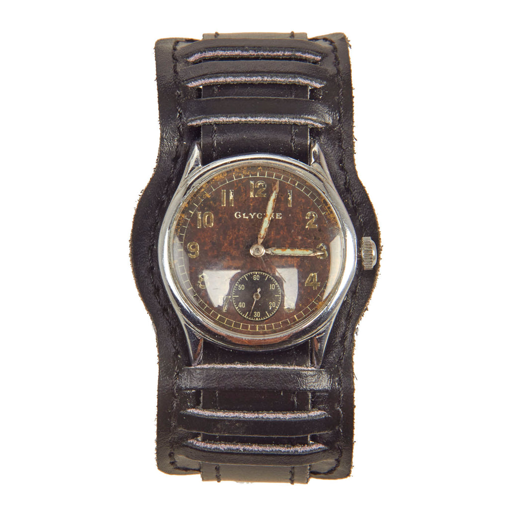 Original German WWII Wehrmacht D-H Wrist Watch by Glycine Serial D. 12063 H. - Fully Functional Original Items