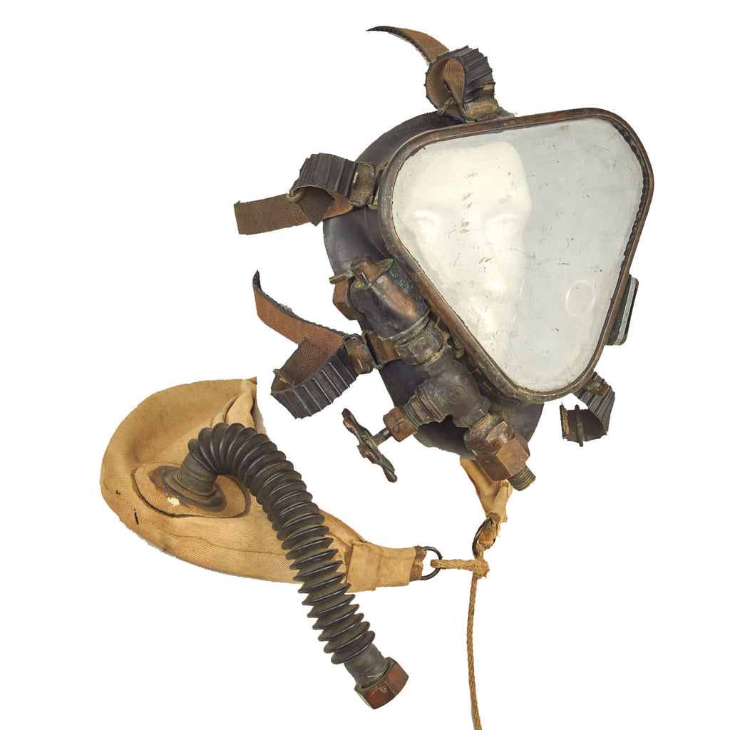 Original U.S. WWII IS Navy DESCO “Jack Browne” Full Face First Model Diving Mask With Breather Bag Original Items