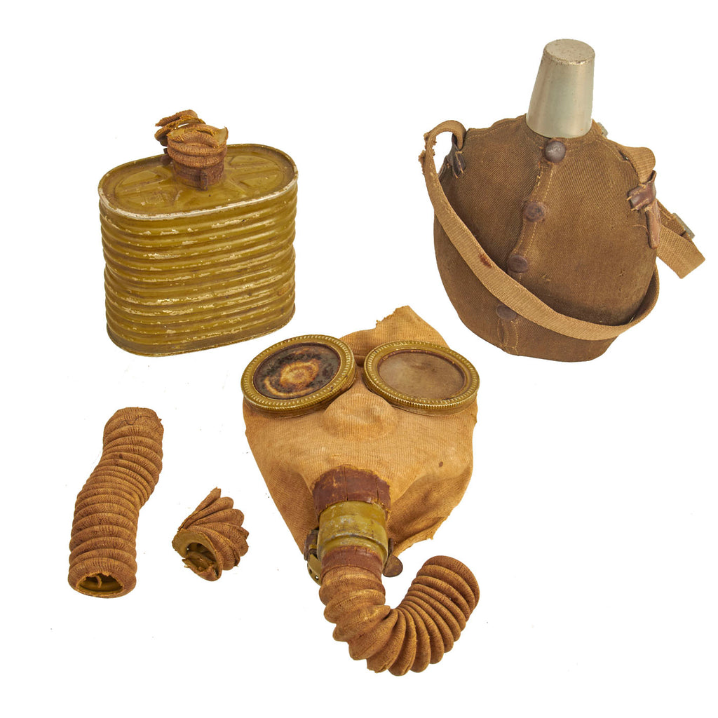 Original Japanese WWII Imperial Japanese Army Officer’s Canteen and Type 99 Gasmask Relic - 2 Items New Made Items