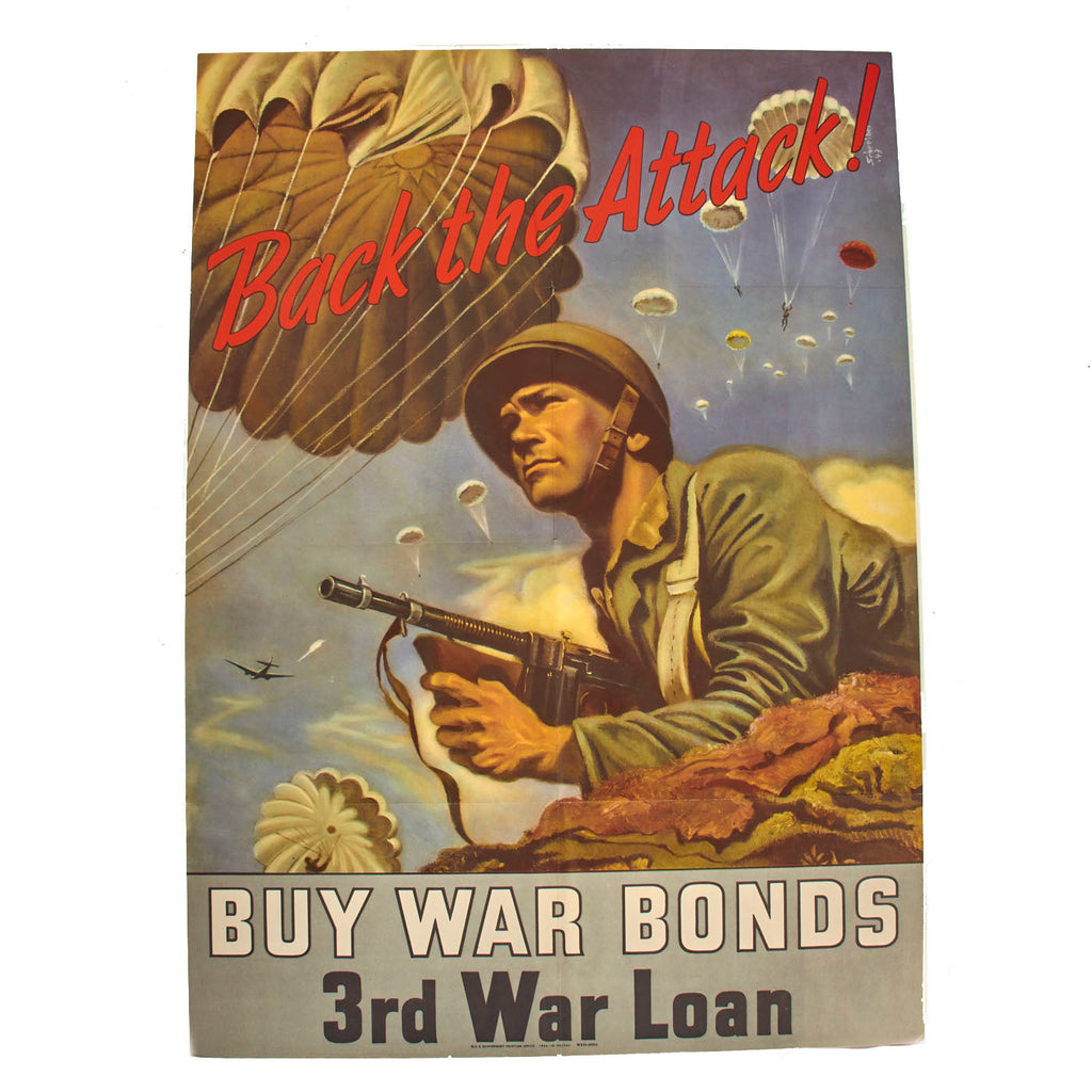 Original U.S. WWII 3rd War Loan Propaganda Poster - Back the Attack! Buy War Bonds - 20” x 28” Original Items