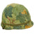Original U.S. WWII - Vietnam War Era McCord M1 Helmet With Mitchell Pattern Camouflage Helmet Cover 133rd Military Police Company Helmet Liner - Complete Original Items