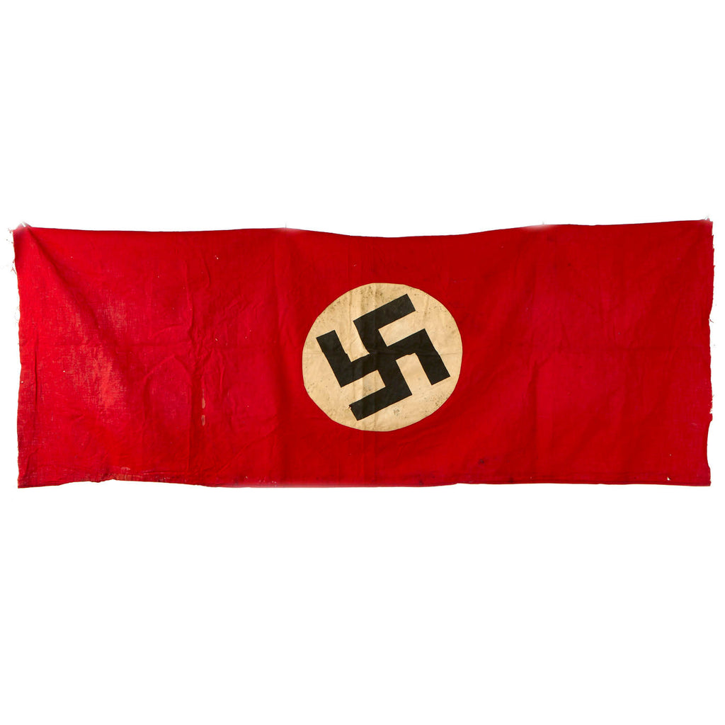 Original German WWII Service Worn NSDAP National Political Banner Flag Cut-off - 23.5" x 59" Original Items