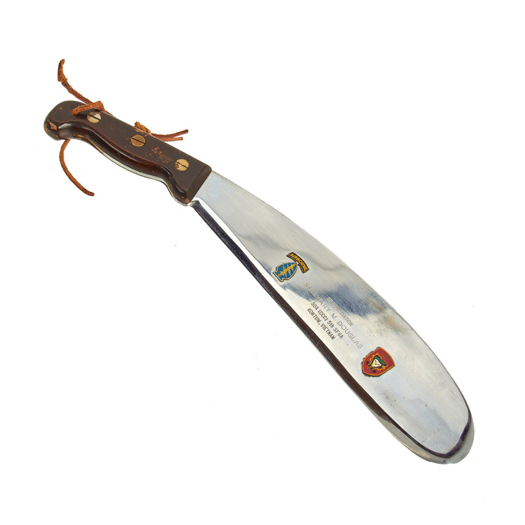 Original U.S. Vietnam War Era Special Forces Counter Insurgency Support Officer Presentation Bolo Machete - SSG Gary M. Douglass, Special Operations Augmentation, Command & Control Central, 5th Special Forces Group (Airborne) Original Items