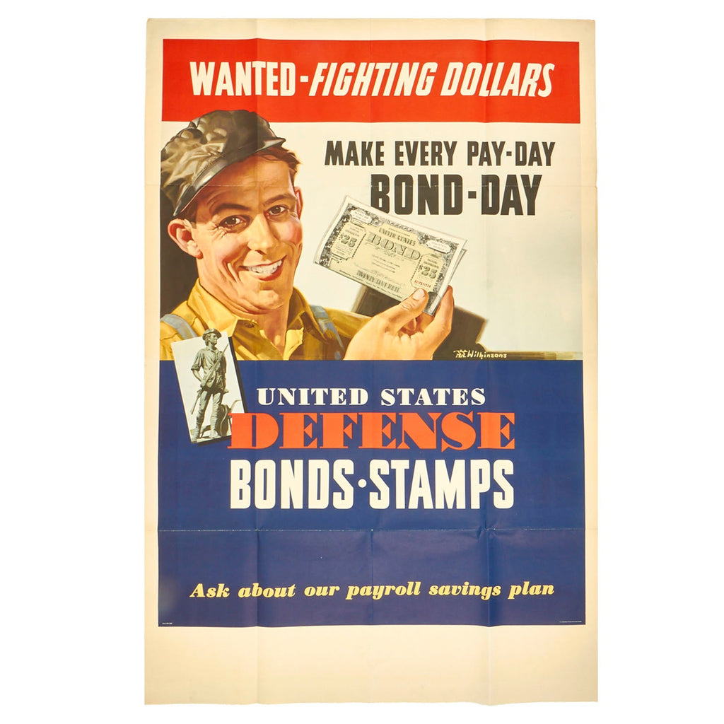 Original U.S. WWII Defense Bonds / Stamps Large Propaganda Poster - 60” x 40” Original Items