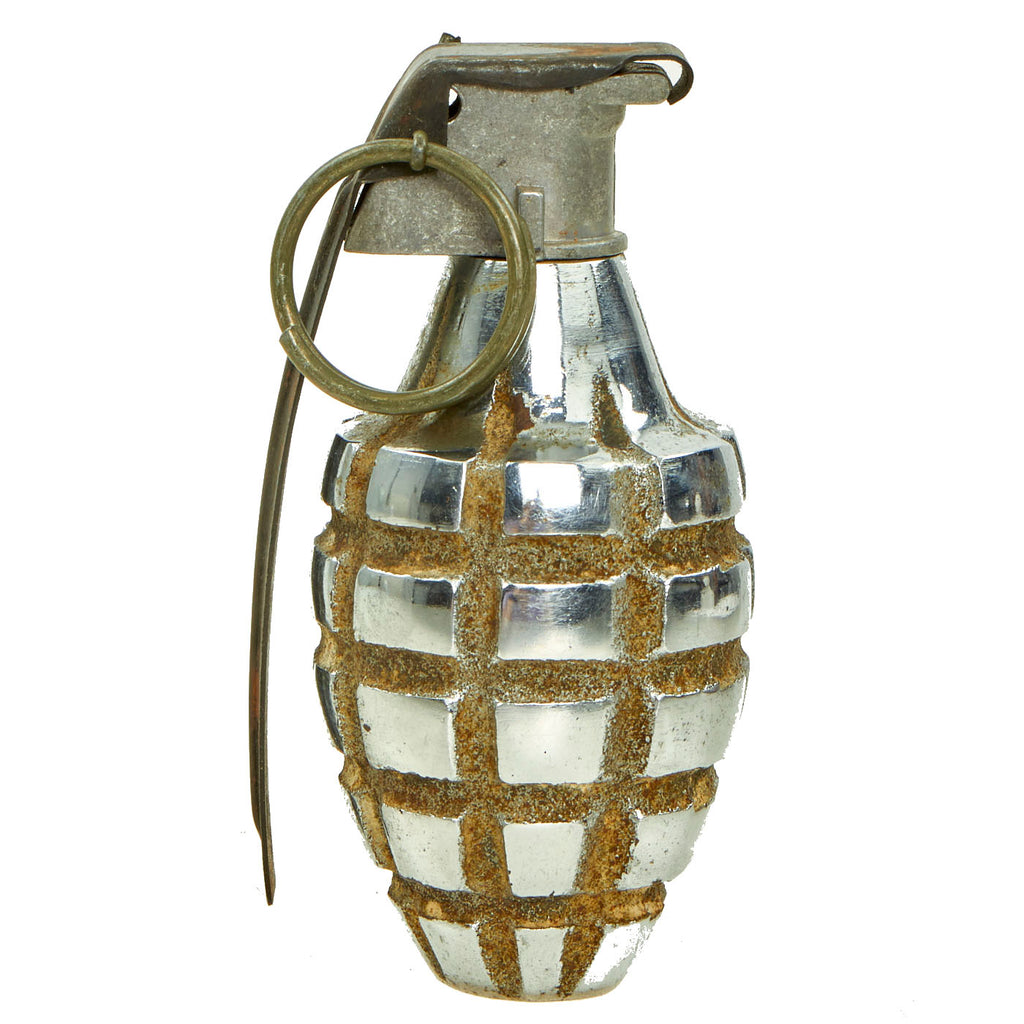 Original U.S. WWII MkII Inert Chromed Practice Pineapple Fragmentation Hand Grenade Original Items