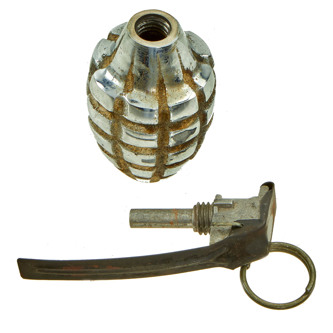 Original U.S. WWII MkII Inert Chromed Practice Pineapple