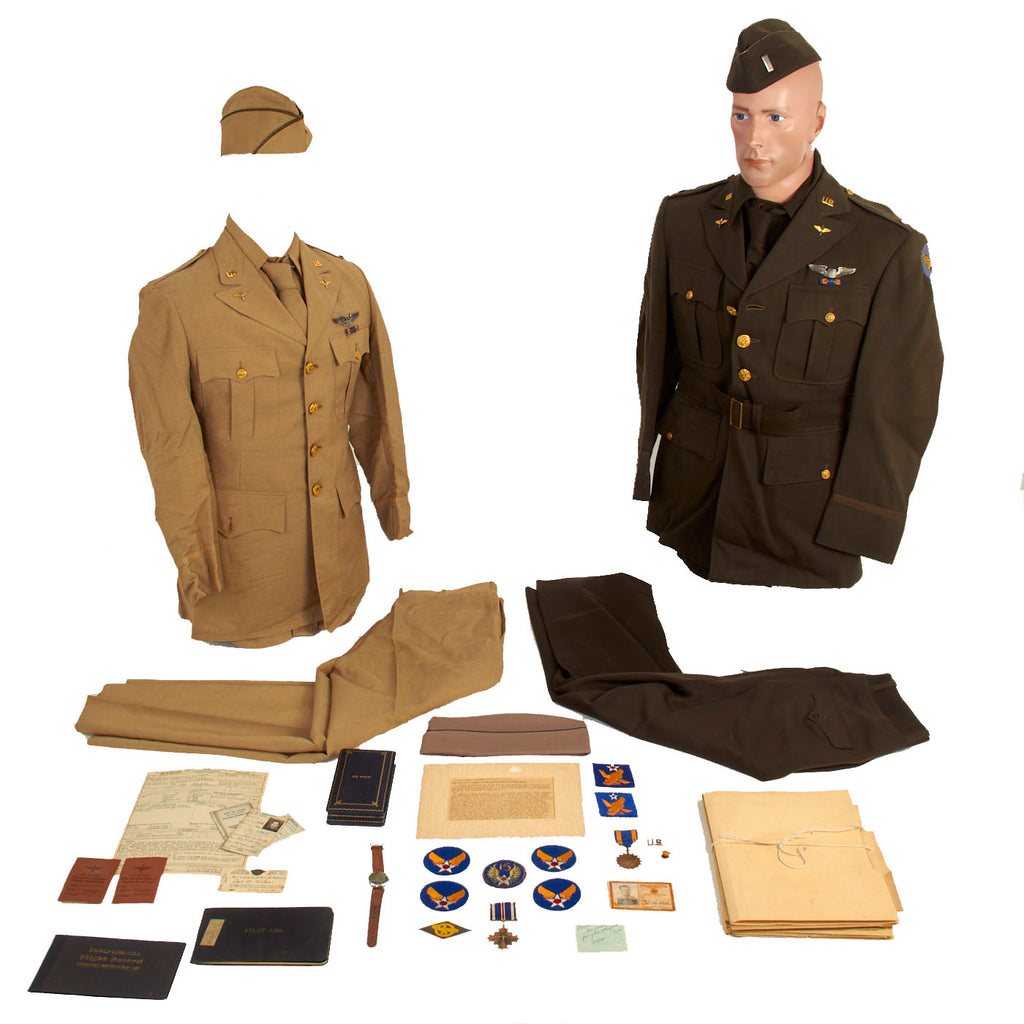 Original U.S. WWII Large Uniform, Award and Document Grouping For DFC Recipient 1st Lt. Carl Wiles of the 717th Bombardment Squadron, 449th Bombardment Group - Features x2 Name Engraved Air Medals Original Items