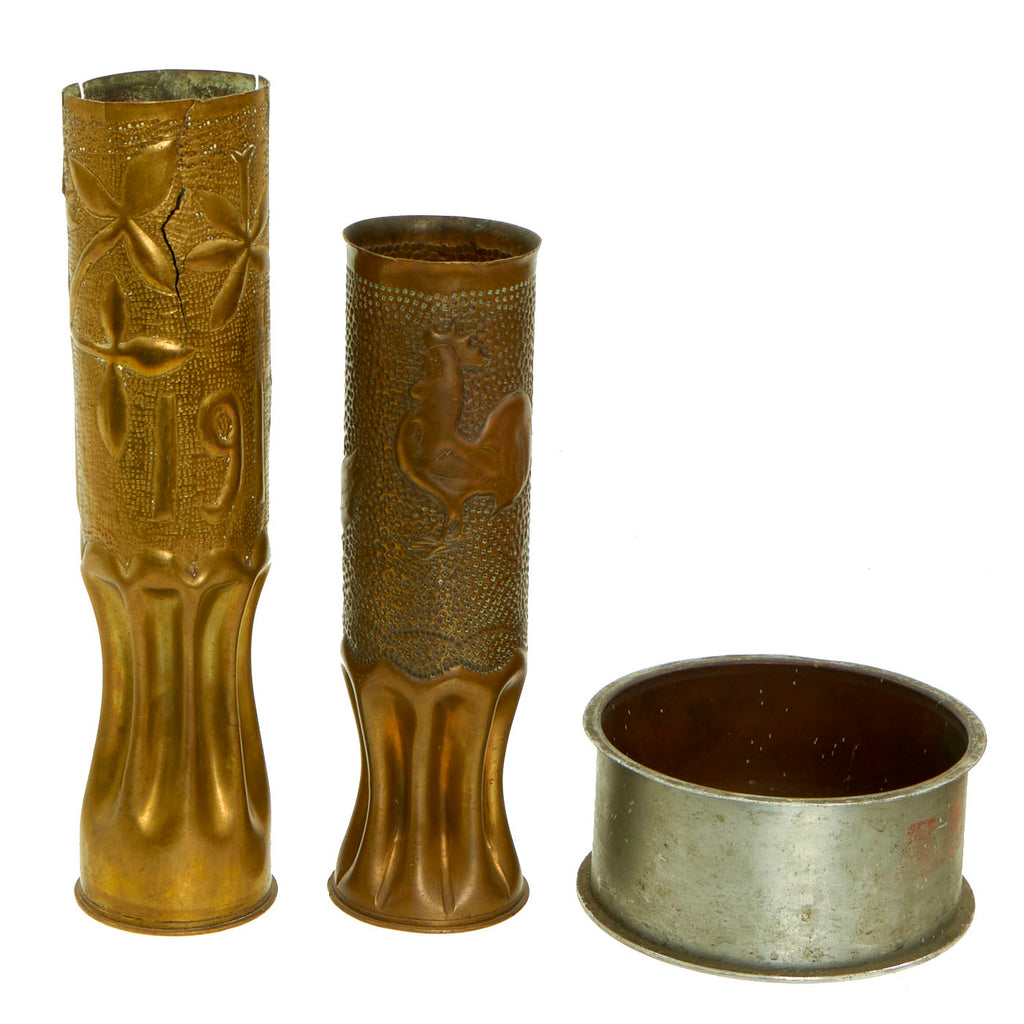 Original U.S. WWI Shell Casing Trench Art Set - 3 Items Original Items