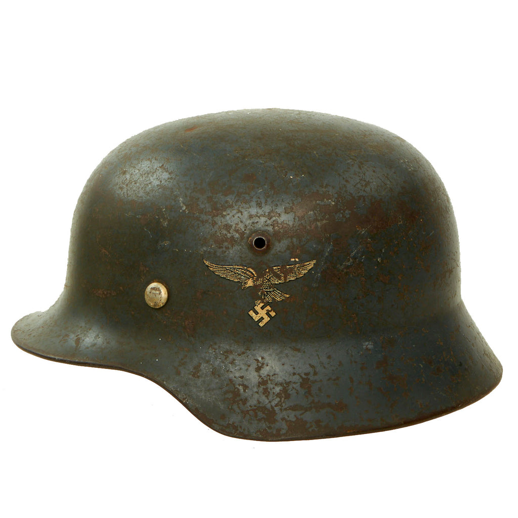 Original German WWII 1938 dated “Droop-Tail” Luftwaffe M35 Former Double Decal Steel Helmet - Massive Size! Marked ET68 Original Items