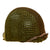 Original U.S. WWII Korean War Named M1 Schlueter Front Seam Helmet with Capac / Westinghouse Paratrooper Liner and British Helmet Net Original Items