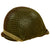 Original U.S. WWII Korean War Named M1 Schlueter Front Seam Helmet with Capac / Westinghouse Paratrooper Liner and British Helmet Net Original Items