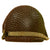 Original U.S. WWII Korean War Named M1 Schlueter Front Seam Helmet with Capac / Westinghouse Paratrooper Liner and British Helmet Net Original Items