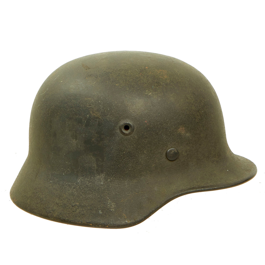 Original German WWII Army Heer M40 No Decal Steel Helmet with Textured Overpaint & 55cm Liner - Q62 Original Items