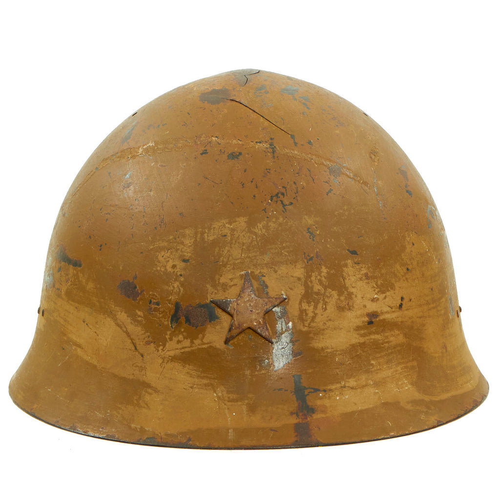 Original Japanese WWII Type 90 Army Helmet with Complete Liner and Chinstrap - Tetsubo Original Items