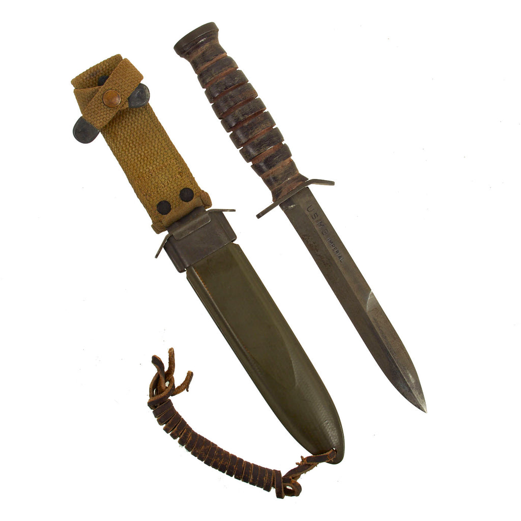 Original U.S. WWII Blade Marked M3 Fighting Knife by Imperial Knife Co. with M8 Scabbard Original Items