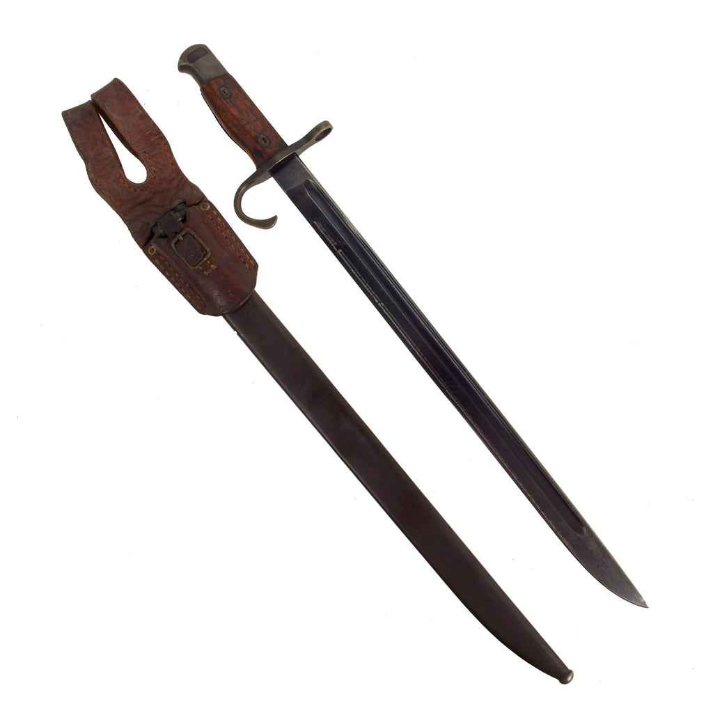 Original Japanese WWII Early Arisaka Type 30 Hooked Quillon Bayonet by Kokura Arsenal with Scabbard & Frog Original Items