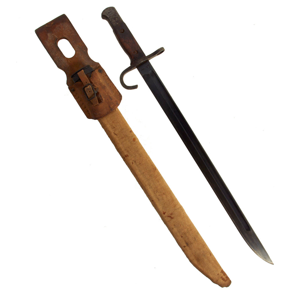 Original Japanese Pre-WWII Arisaka Type 30 Bayonet by Matsushita National Denki with Last Ditch Wood Scabbard & Frog Original Items