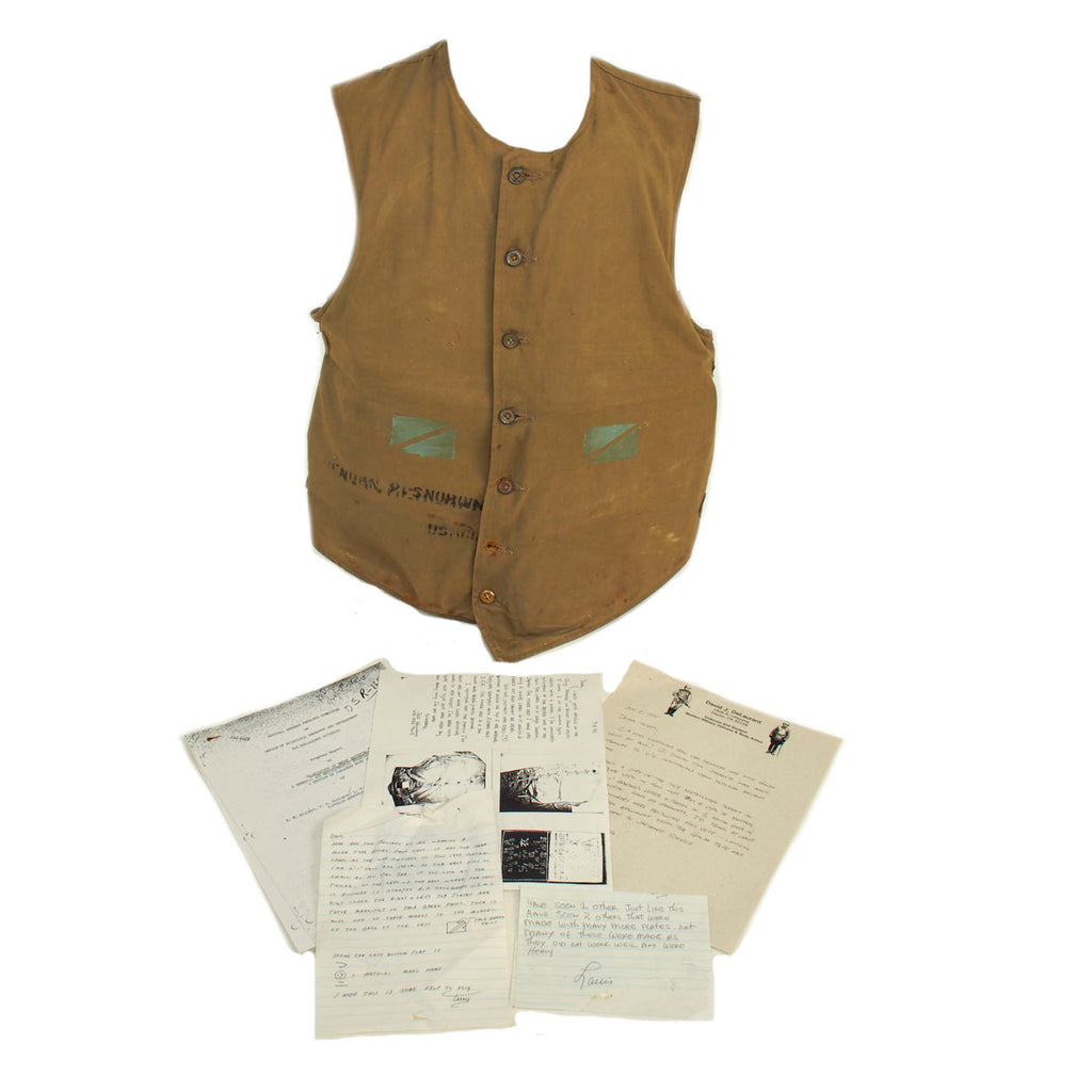 Original Japanese WWII Imperial Japanese Army Bulletproof Vest by Honda, Captured and Worn by US Marine With Tac Markings Applied - Rare Original Items