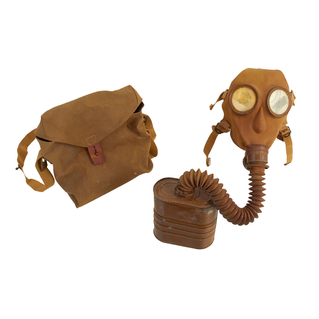 Original Japanese WWII Type 99 Gas Mask With Intact Hose, Filter