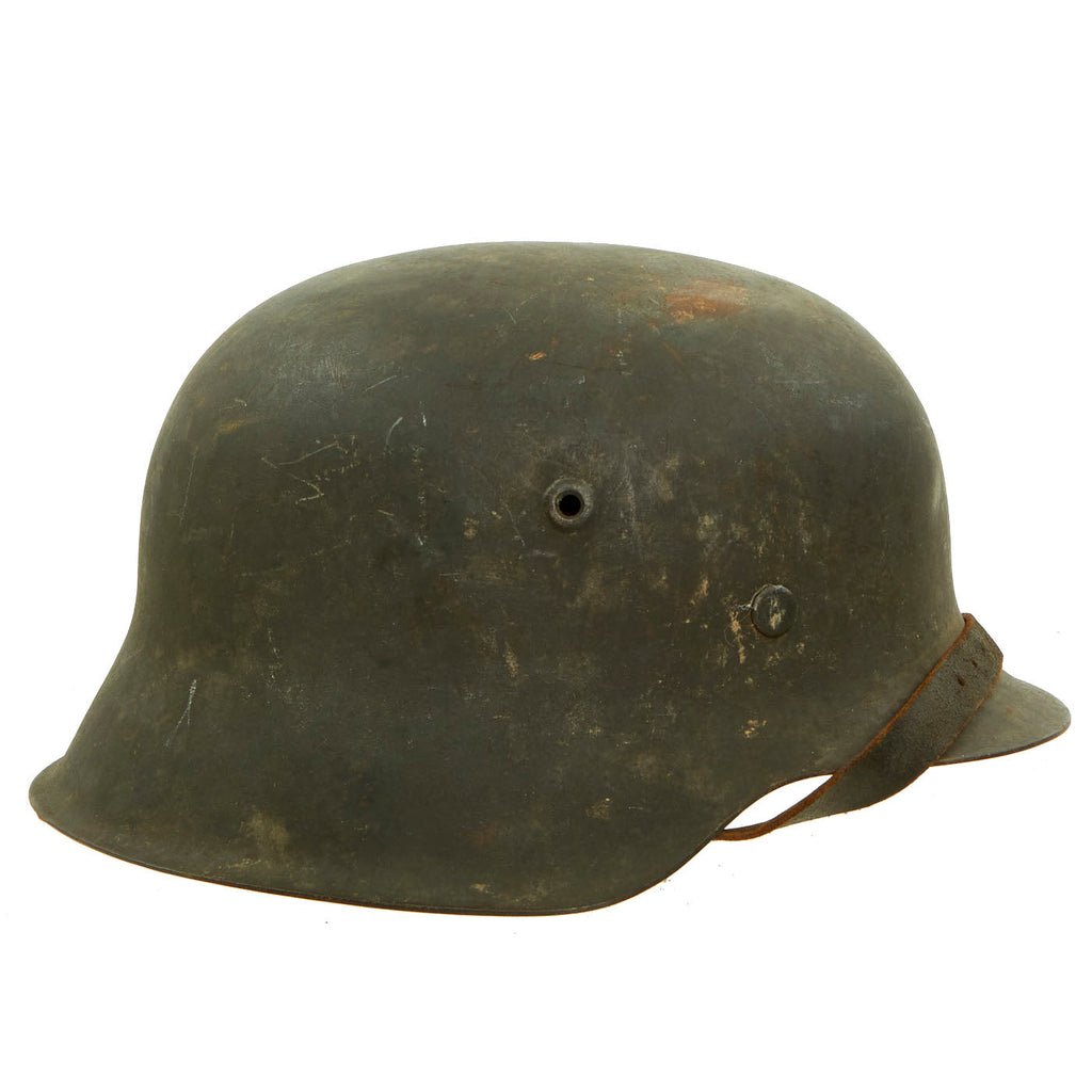 Original German WWII M42 Army Heer Helmet with Dome Stamp, 58cm Liner & Chinstrap - marked NS66 Original Items