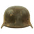 Original German WWII Heer Battle Damaged M40 Single Decal Helmet Shell With Sand Camouflage - EF64 Original Items