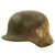 Original German WWII Heer Battle Damaged M40 Single Decal Helmet Shell With Sand Camouflage - EF64 Original Items