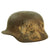 Original German WWII Heer Battle Damaged M40 Single Decal Helmet Shell With Sand Camouflage - EF64 Original Items