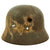 Original German WWII Heer Battle Damaged M40 Single Decal Helmet Shell With Sand Camouflage - EF64 Original Items
