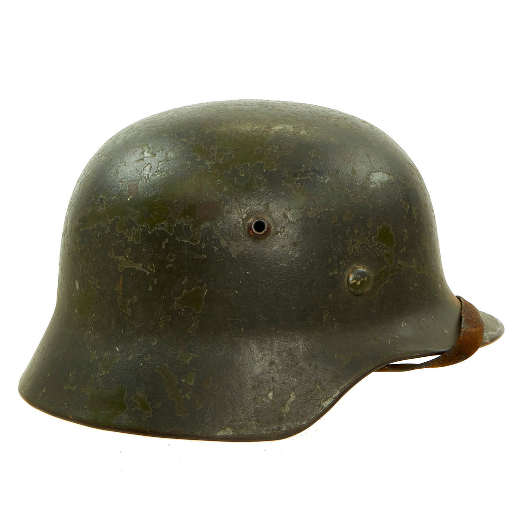 Original German Pre WWII 1937 Dated Former Double Decal M35 Steel Helmet with 53cm Liner & Chinstrap - SE60 Original Items